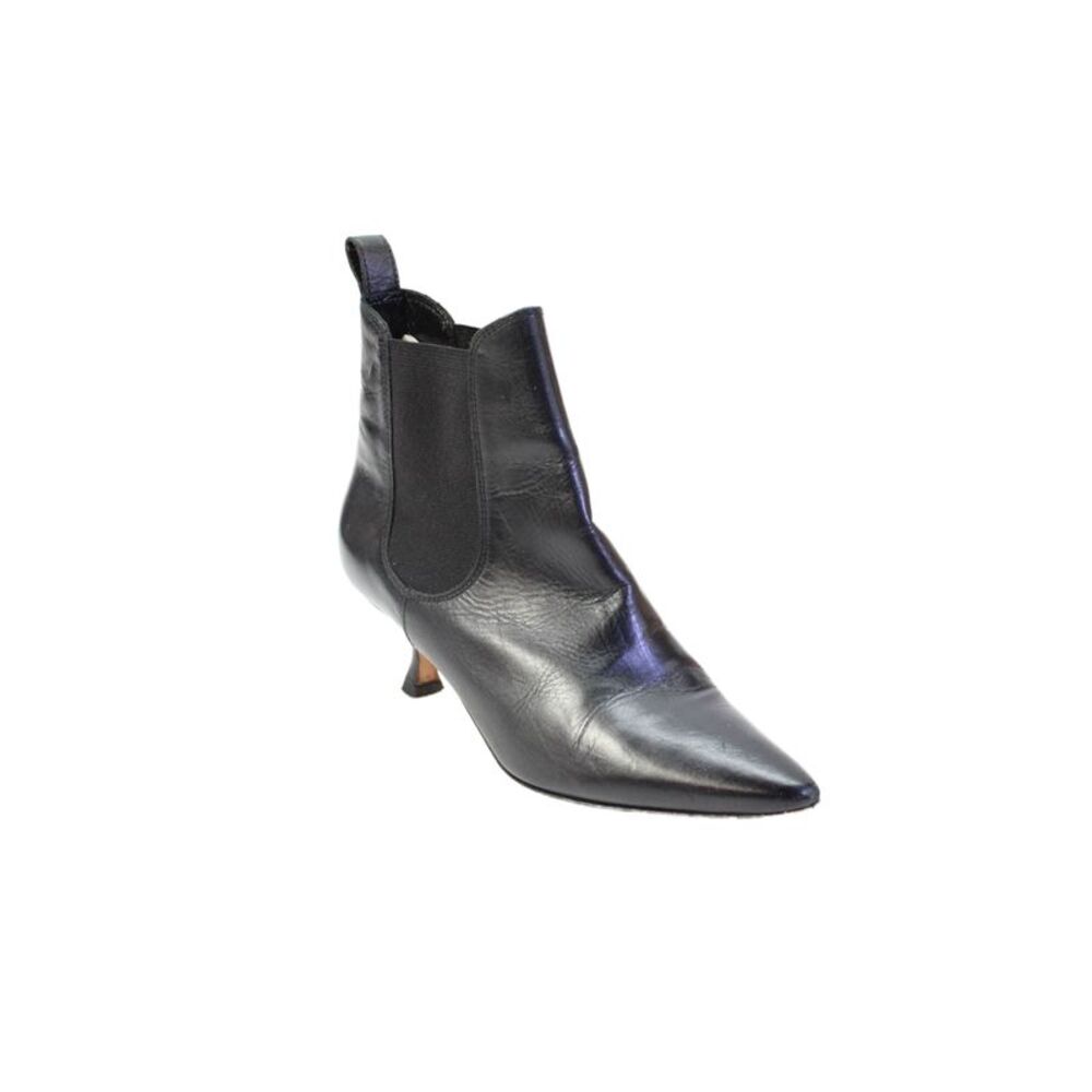 Manolo Blahnik Womens Leather Pointed Toe Ankle Boots Black Size 36.5 6.5